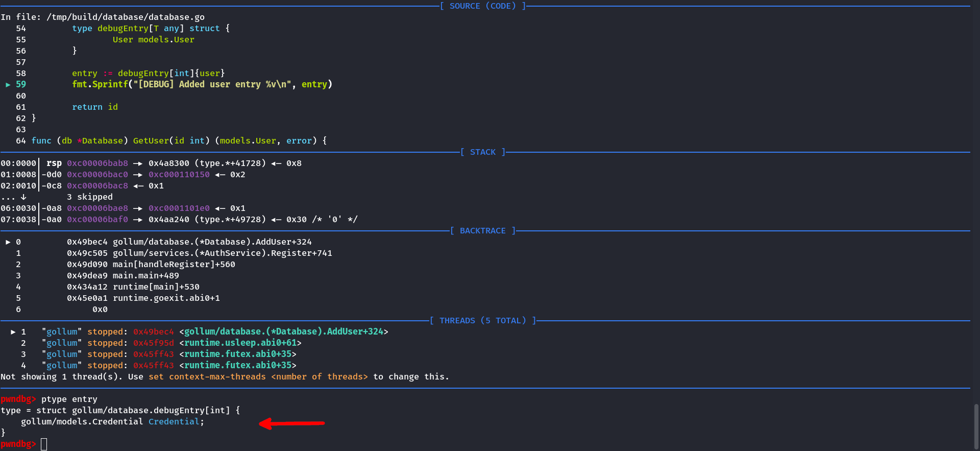 Type of entry in AddUser function